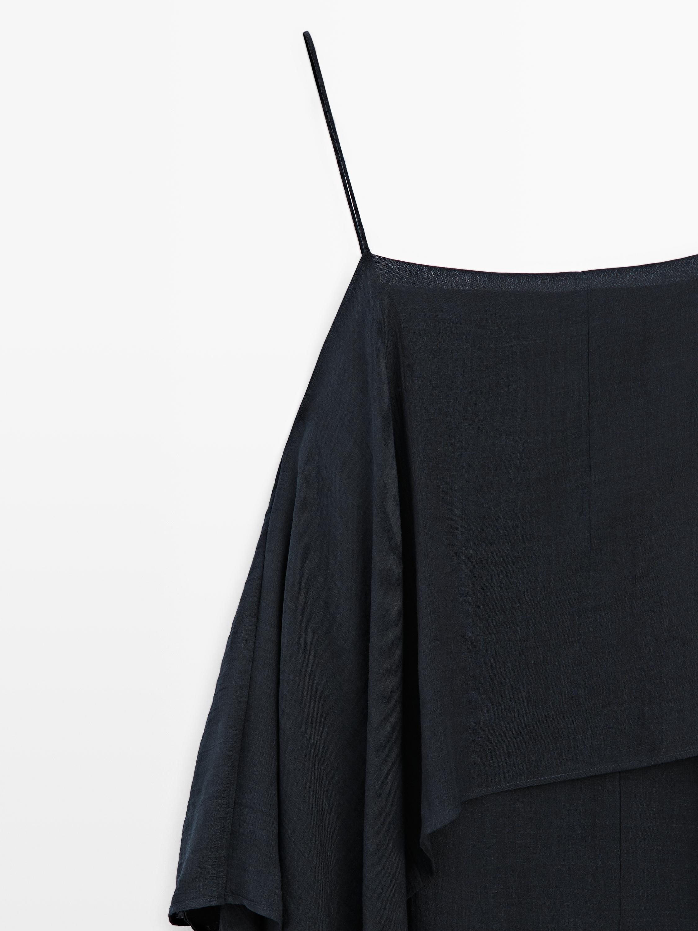 Midi dress with asymmetric ruffle detail